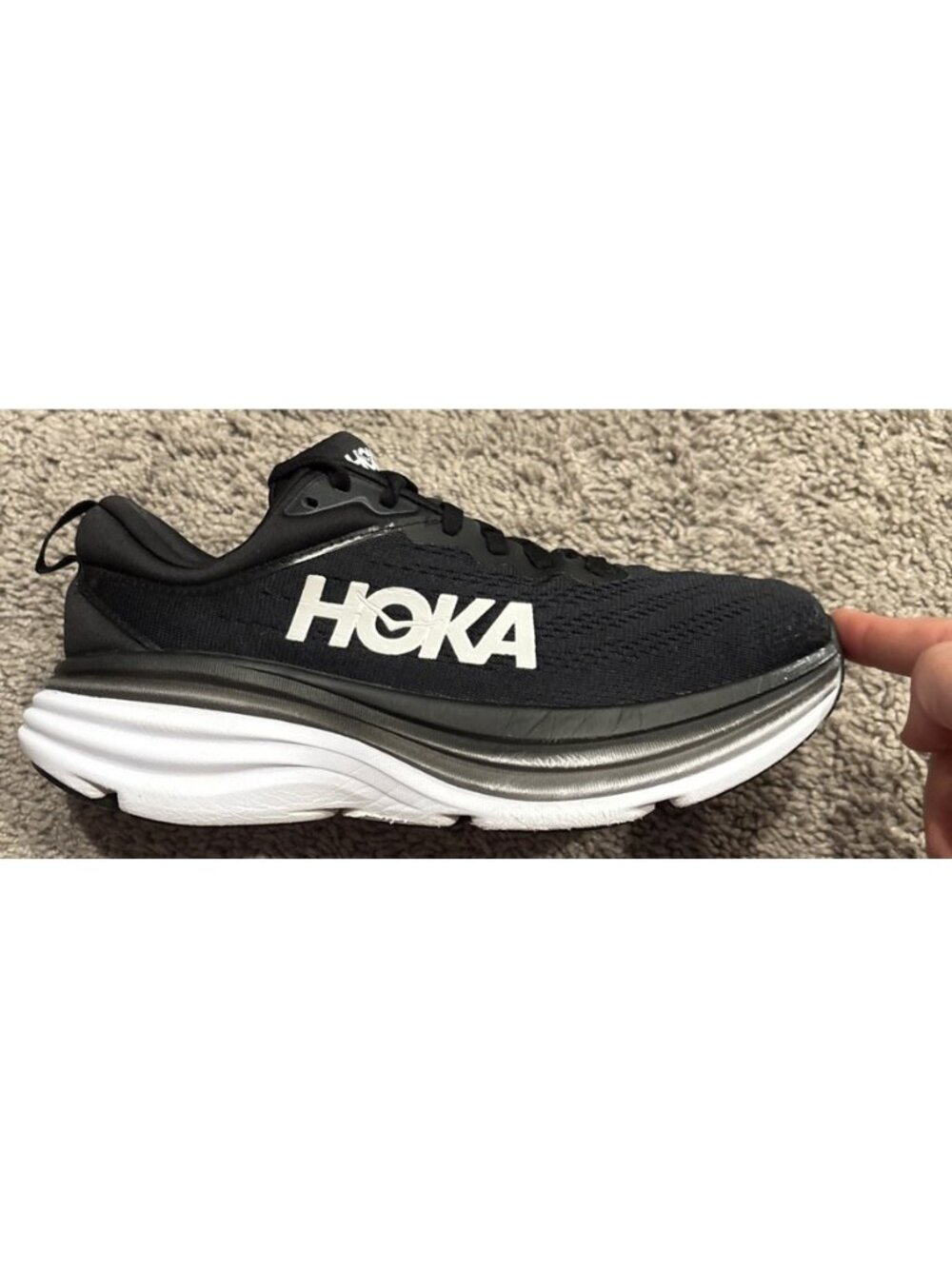 Hoka One One Womens 8 B Bondi 8 1127952 BWHT Black & White Running Shoes